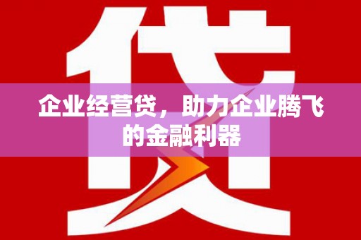 贵溪企业经营贷，助力企业腾飞的金融利器