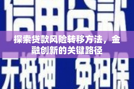 南安探索贷款风险转移方法，金融创新的关键路径