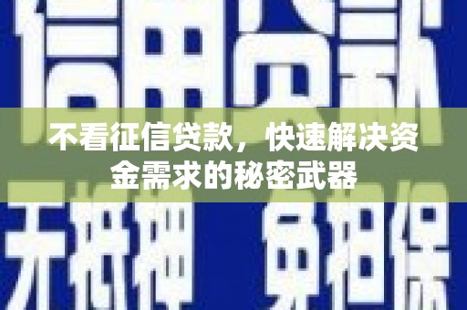 阿瓦提不看征信贷款，快速解决资金需求的秘密武器