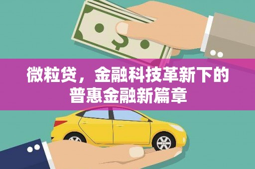 丹巴微粒贷，金融科技革新下的普惠金融新篇章